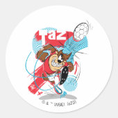 TAZ™ Headbutting Voetbal Ronde Sticker (Voorkant)