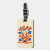 TAZ™ Hungry Smashing Through Checker Bagagelabel (Voorkant verticaal)