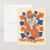 TAZ™ Hungry Smashing Through Checker Briefkaart (Voorkant / Achterkant)