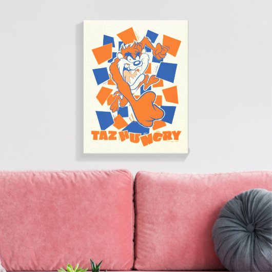 TAZ™ Hungry Smashing Through Checker Canvas Afdruk (Insitu (Woonkamer))