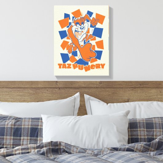 TAZ™ Hungry Smashing Through Checker Canvas Afdruk (Insitu (Slaapkamer))