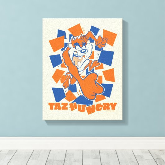 TAZ™ Hungry Smashing Through Checker Canvas Afdruk (Insitu (Houten vloer))