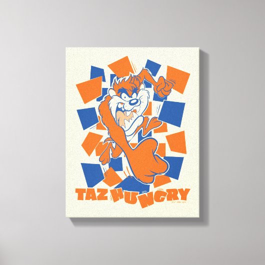 TAZ™ Hungry Smashing Through Checker Canvas Afdruk (Voorkant)