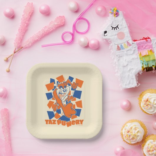 TAZ™ Hungry Smashing Through Checker Papieren Bordje (Feest)