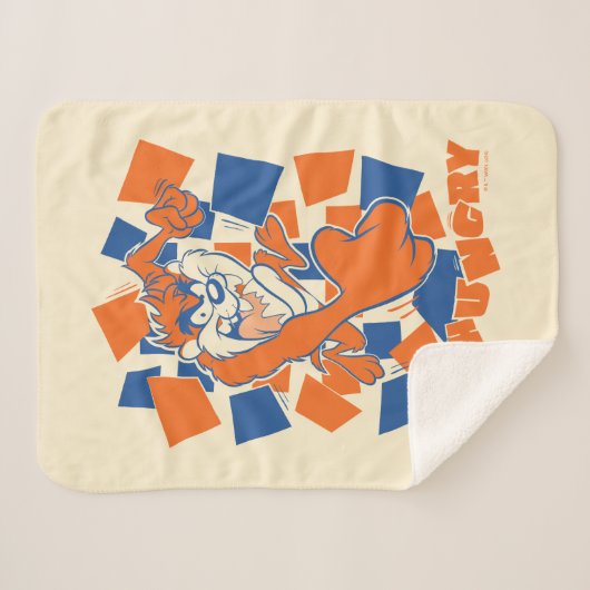 TAZ™ Hungry Smashing Through Checker Sherpa Deken (Voorkant (horizontaal))