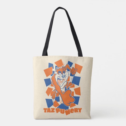 TAZ™ Hungry Smashing Through Checker Tote Bag (Achterkant)