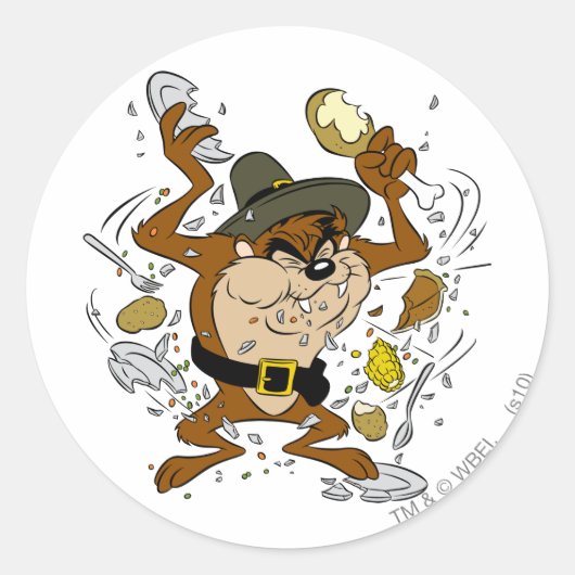 TAZ™ in de Smeer Ronde Sticker (Voorkant)