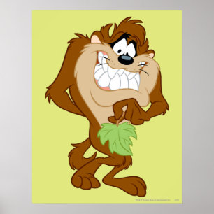 TAZ™ met een blad in zijn hand Poster