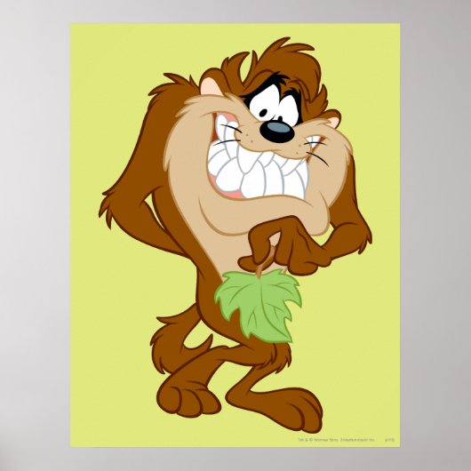 TAZ™ met een blad in zijn hand Poster (Voorkant)
