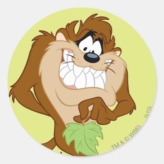 TAZ™ met een blad Ronde Sticker (Voorkant)