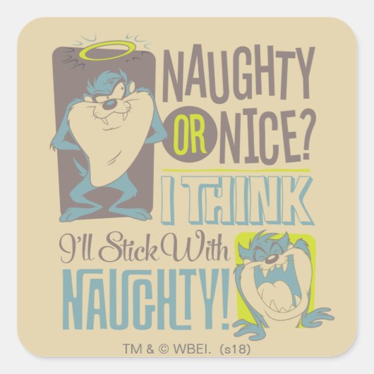 TAZ™- Naughty of Nice? Vierkante Sticker (Voorkant)
