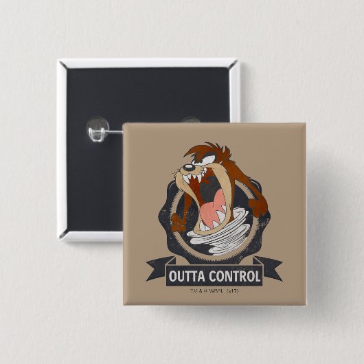 TAZ™ Outta Control Vierkante Button 5,1 Cm (Voorkant /achterkant)
