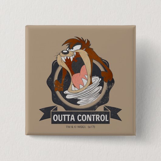 TAZ™ Outta Control Vierkante Button 5,1 Cm (Voorkant)