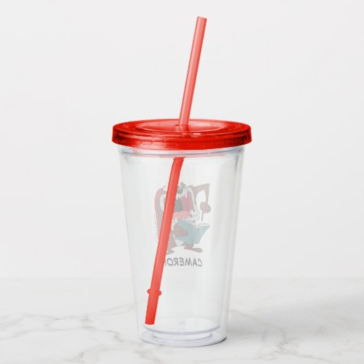 TAZ™ Singing met kerstkaarten Acryl Drinkbeker (Achterkant)