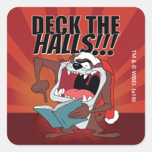 TAZ™ Singing met kerstkaarten Vierkante Sticker