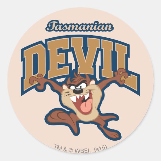 TAZ™ Tasmanian Devil Patch Ronde Sticker (Voorkant)