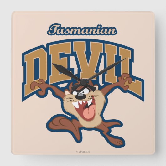 TAZ™ Tasmanian Devil Patch Vierkante Klok (Voorkant)