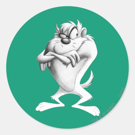 TAZ™ Tekening Ronde Sticker (Voorkant)