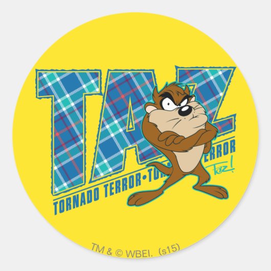 TAZ™ Tornado Terror Pset Ronde Sticker (Voorkant)
