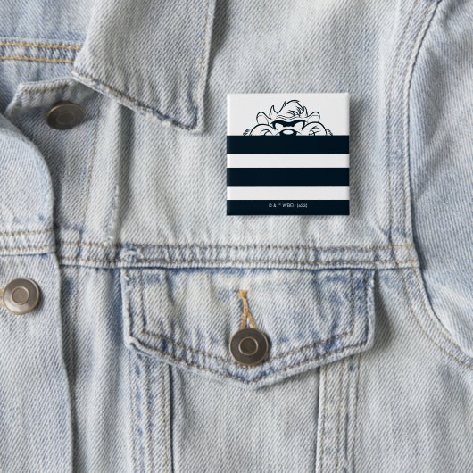 TAZ™ Verbergen in strepen Vierkante Button 5,1 Cm (In situ)