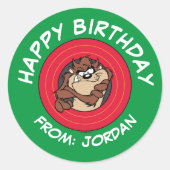 TAZ™ via LOONEY TUNES™ Circle | Gefeliciteerd Ronde Sticker (Voorkant)