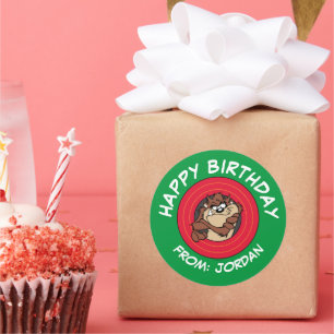 TAZ™ via LOONEY TUNES™ Circle   Gefeliciteerd Ronde Sticker