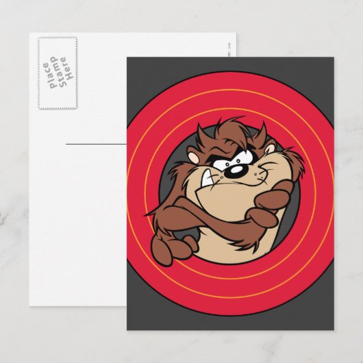 TAZ™ via LOONEY TUNES™ cirkels Briefkaart (Voorkant / Achterkant)