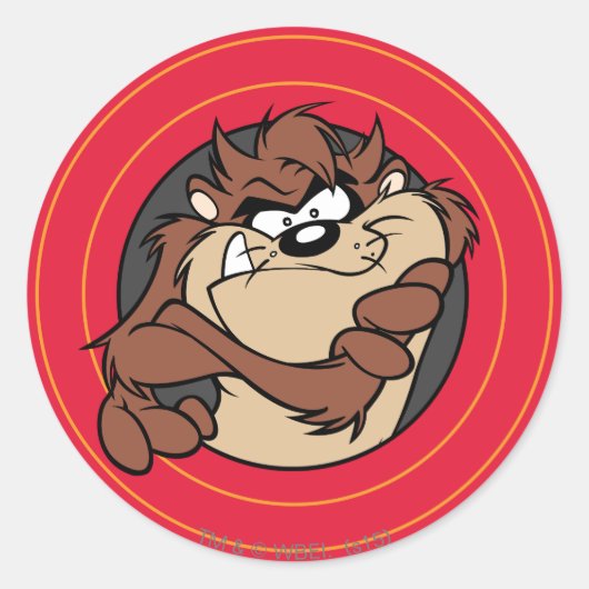 TAZ™ via LOONEY TUNES™ cirkels Ronde Sticker (Voorkant)