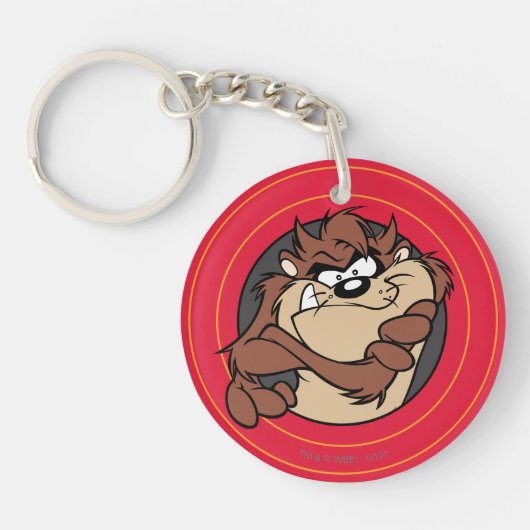 TAZ™ via LOONEY TUNES™ cirkels Sleutelhanger (Voorkant)