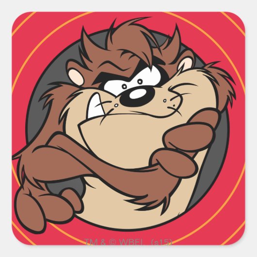 TAZ™ via LOONEY TUNES™ cirkels Vierkante Sticker (Voorkant)