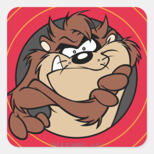 TAZ™ via LOONEY TUNES™ cirkels Vierkante Sticker
