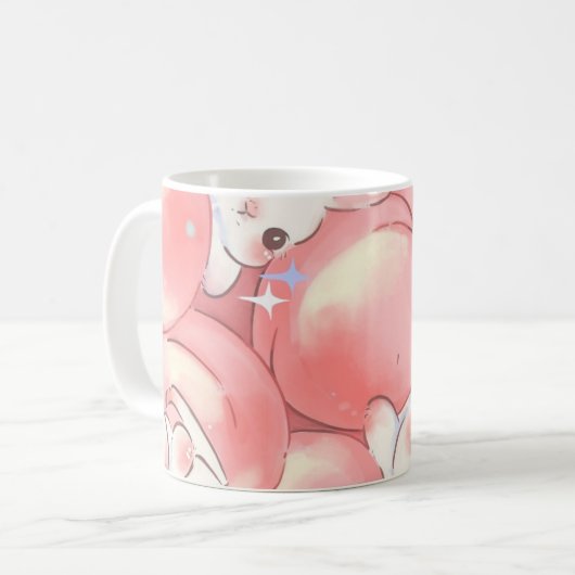 Taza Adorable de Diseño de conejitos fondo rosa Koffiemok (Voorkant links)
