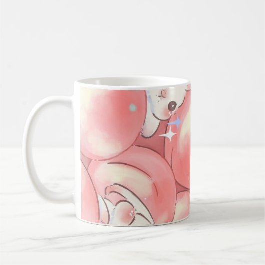 Taza Adorable de Diseño de conejitos fondo rosa Koffiemok (Links)