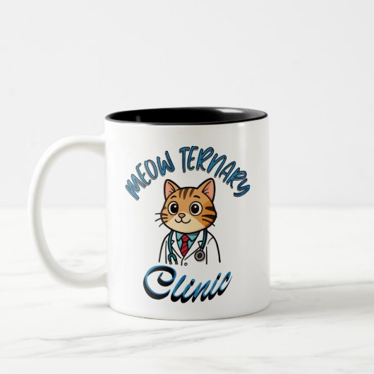 Taza bicolor. Cat Doctor Veterinarian Mug. Tweekleurige Koffiemok (Links)