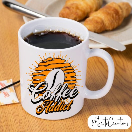 Taza Bicolor para café "coffee addict". Mok