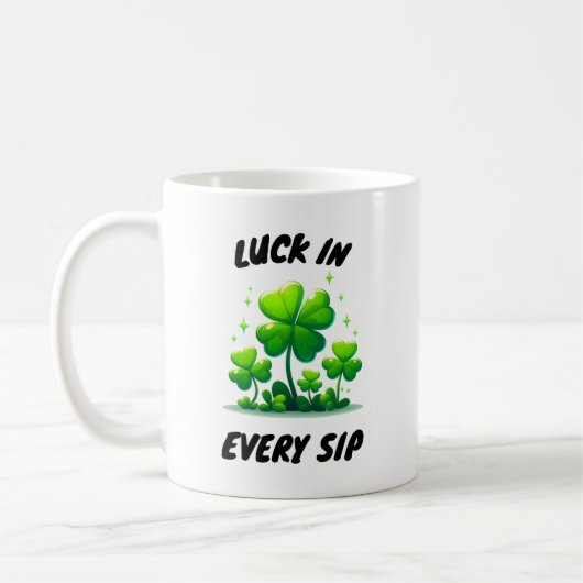 Taza blanca clásica de café diseño trébol koffiemok (Links)