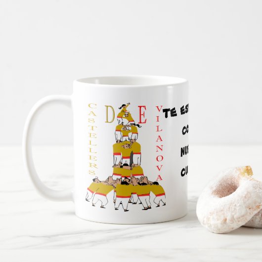 TAZA  BLANCA DE DESAYUNO  CON UN LINDO TEXTO KOFFIEMOK (Met donut)