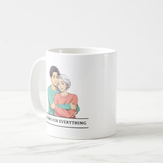 Taza blanca día de la madre con diseño anime koffiemok (Voorkant links)