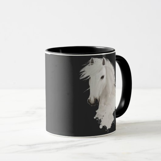 TAZA CABALLO BLANCO CON FONDO NEGRO MOK (Voorkant rechts)