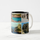Taza collage isla de Mallorca, Majorca Tweekleurige Koffiemok (Voorkant rechts)