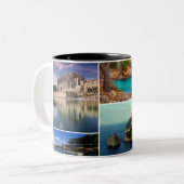 Taza collage isla de Mallorca, Majorca Tweekleurige Koffiemok (Voorkant links)