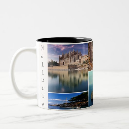 Taza collage isla de Mallorca, Majorca Tweekleurige Koffiemok (Links)
