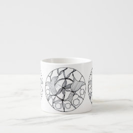 Taza con diseño de flores y mariposa abstracta espresso kop