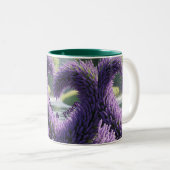 Taza con diseño de lavanda – Love and Peace  Tweekleurige Koffiemok (Voorkant rechts)