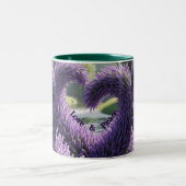 Taza con diseño de lavanda – Love and Peace  Tweekleurige Koffiemok (Center)