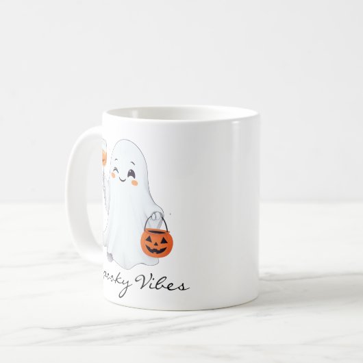 Taza  con Diseño Tierno de Fantasma para Halloween Koffiemok (Voorkant links)