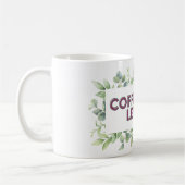Taza con frase y hojas verdes koffiemok (Links)