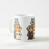 Taza con gatitos dibujado a mano. koffiemok (Voorkant links)