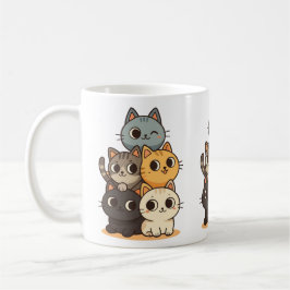 Taza con gatitos dibujado a mano. koffiemok