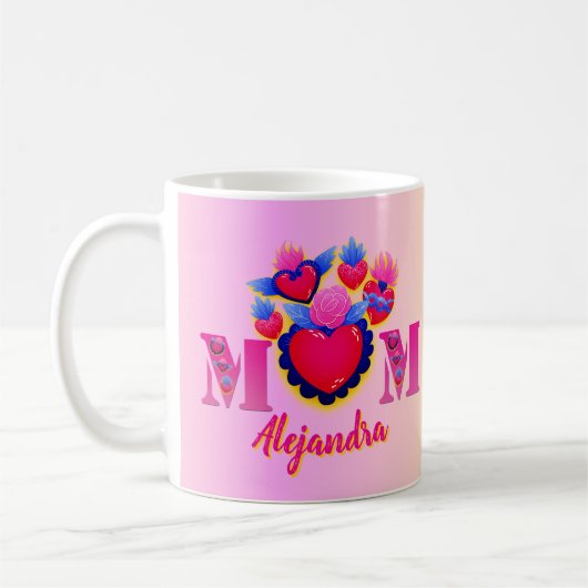 Taza Corazones para Mamá Nombre editable Koffiemok (Links)